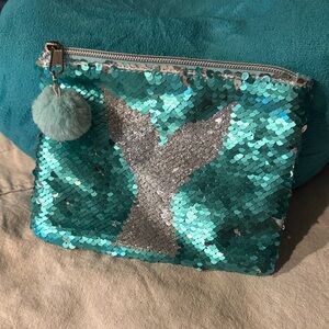 Sequin Mermaid Pouch with Pom Pom